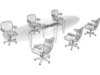 Table with Chairs 3D Model