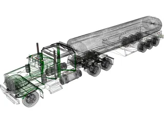 Ford Semi Truck with Tanker Trailer 3D Model