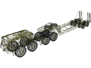 MAZ 543 with Transport Trailer 3D Model