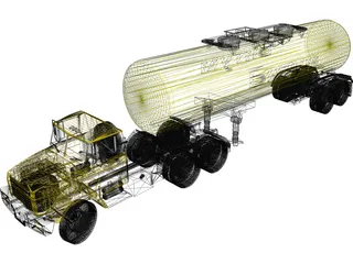 KrAZ 63221 with AB-22 Tanker Trailer 3D Model