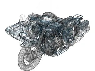 Moto Guzz with Sidecar 3D Model