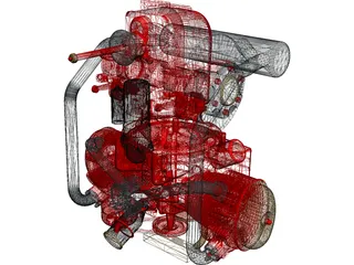 2CV Engine 3D Model