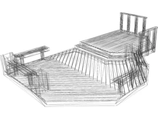 Custom Wood Deck 3D Model