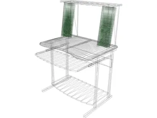 Desk with CD Rack 3D Model