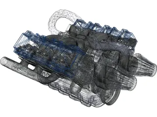 V6 Engine 3D Model