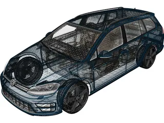 Volkswagen Golf R Variant 3D Model (2015) - 3DCADBrowser