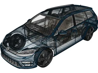 Volkswagen Golf R Variant (2015) 3D Model