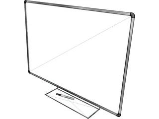 Whiteboard with Pen 3D Model