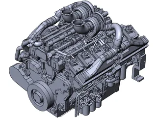 Cummins QSK38-G Diesel Engine 3D Model