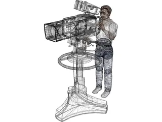 TV Camera with Operator 3D Model