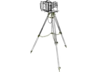 Old Fashion Camera On Tripod 3D Model