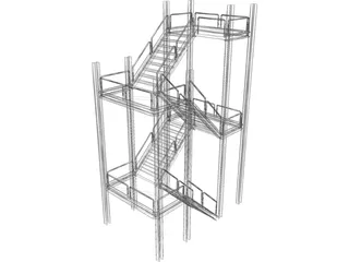 Two-level Stairs 3D Model