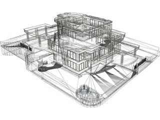 House 3 Story 3D Model