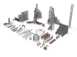 Oil Refinery Parts 3D Model