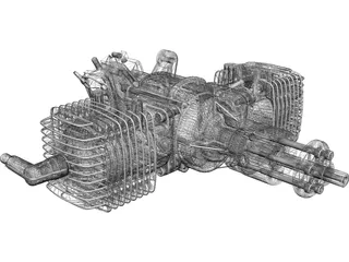 ZDZ 112cc Engine 3D Model