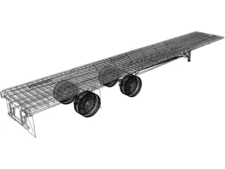 Split Axle Flatbed Trailer 3D Model