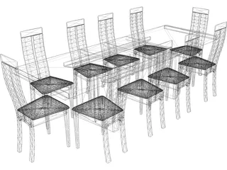 Table with Chairs 3D Model