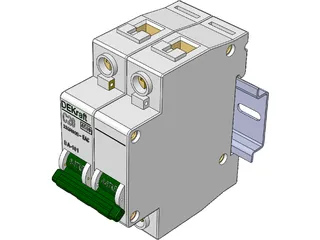 Circuit Breaker with DIN Rail 3D Model
