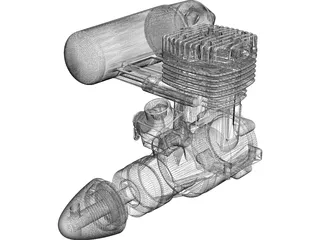 O.S. 61 FX RC Engine with Muffler 3D Model