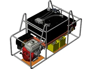 Hydraulic Station with 2 Honda GX 390 3D Model