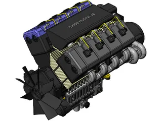 Engine V8 Turbo Diesel 3D Model