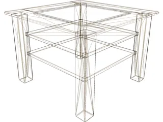 Wood Table with Glass 3D Model