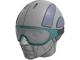 Ski Helmet with Goggles 3D Model