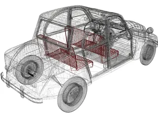 Citroen 2CV AZAM (1969) 3D Model