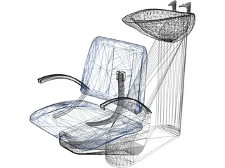 Hair Salon Washing Chair 3D Model