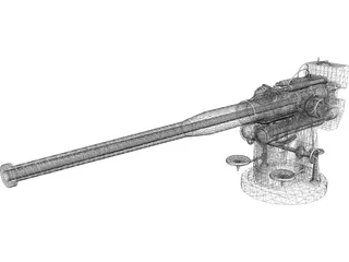 100mm Naval Cannon B25 3D Model