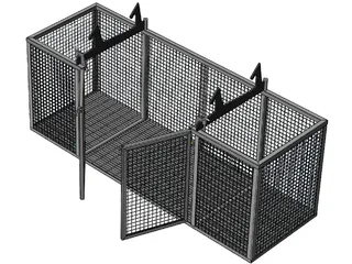 Steel Cage with Doors 3D Model