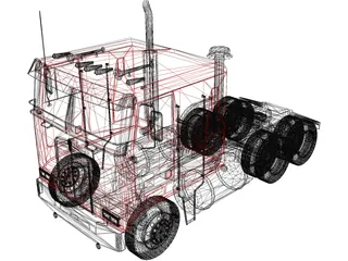 Kenworth K-100 6x4 Sleeper (1986) 3D Model