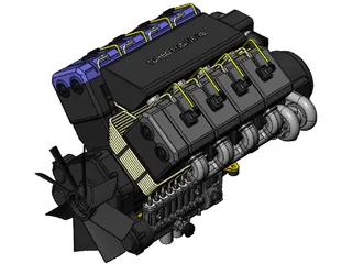 Turbo Diesel Engine 3D Model