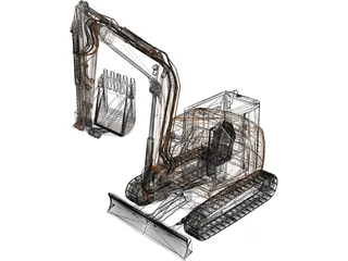 CASE CX80C Midi Excavator 3D Model