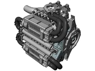 Bugatti Veyron W16 Engine 3D Model