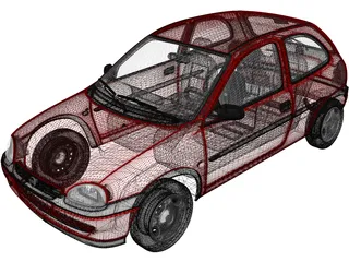 Opel Corsa 3-door (1998) 3D Model