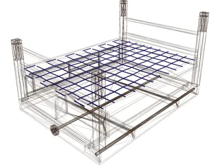 Rope Bed Frame with Drawers 3D Model