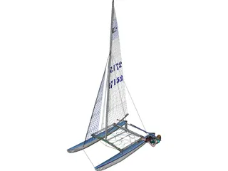 HobieCat 14 Turbo Racing Catamaran 3D Model