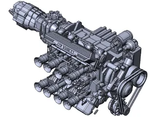 Jaguar XJ13 Engine and Gearbox 3D Model