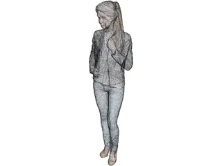 Woman Jeans High Heels 3D Model