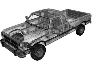 Dodge Ram Club Cab (1991) 3D Model