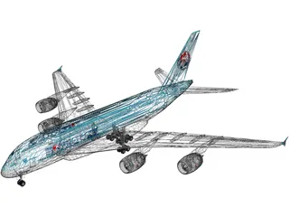 Airbus A380 Korean Air 3D Model