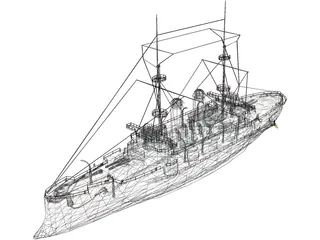 Mikasa Battleship 3D Model