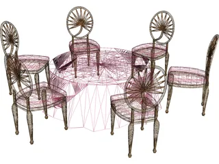 Table and Chairs 3D Model