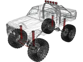 Dodge Ram 4x4 Tuned (1984) 3D Model