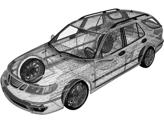 Saab 9-5 Aero Wagon (2005) 3D Model