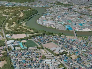 Akita City, Japan (2020) 3D Model