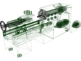 Large Horizontal Machine-Shop Lathe 3D Model