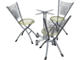 Table and Chairs 3D Model