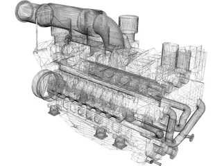 MTU 16V 595 TE70L Engine 3D Model